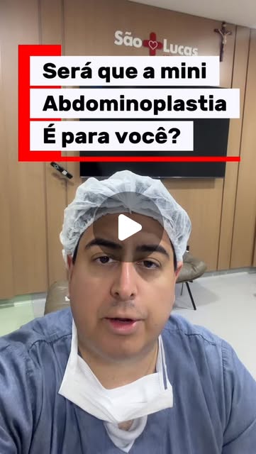 Capa do Reel: Dr. Ary Santos Silva de touca e roupa cirúrgica, com o título “Será que a miniabdominoplastia é para você?”